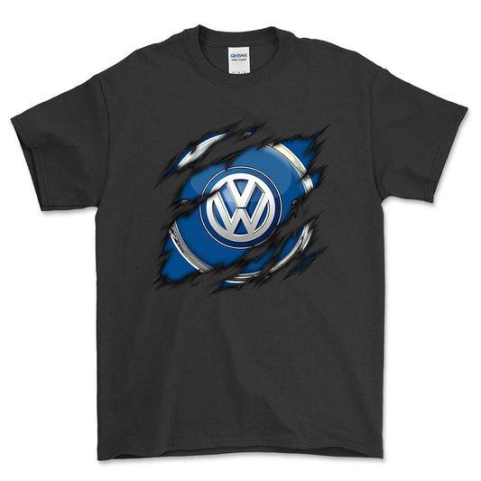 VW Ripped Unisex T-Shirt , Bomuld-Beklædning-VW-Sort-S-Forside-Garage Culture Shop- garage - man cave - merchandise