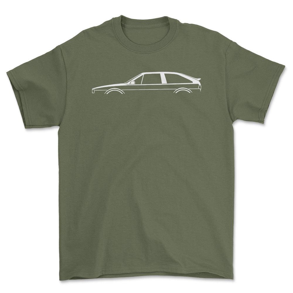 VW Scirocco Type 2 Silhuet - Unisex T-Shirt , Bomuld-Beklædning-VW-Grøn Militær-S-Forside-Garage Culture Shop- garage - man cave - merchandise