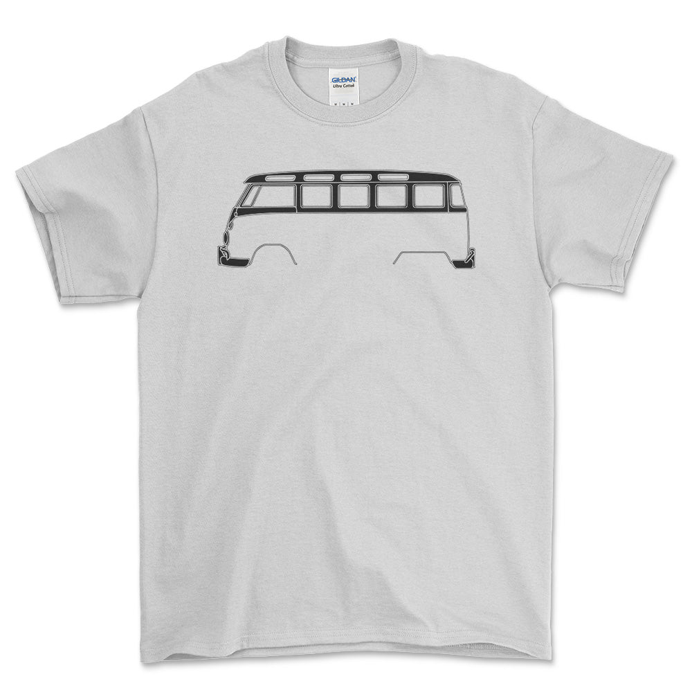 VW T1 Bus Silhuet - Unisex T-Shirt , Bomuld-Beklædning-VW-Hvid-S-Forside-Garage Culture Shop- garage - man cave - merchandise