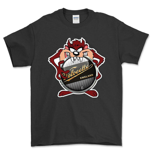 Velocete TAZ Unisex T-Shirt , Bomuld-Beklædning-Velocette-Sort-S-Forside-Garage Culture Shop- garage - man cave - merchandise