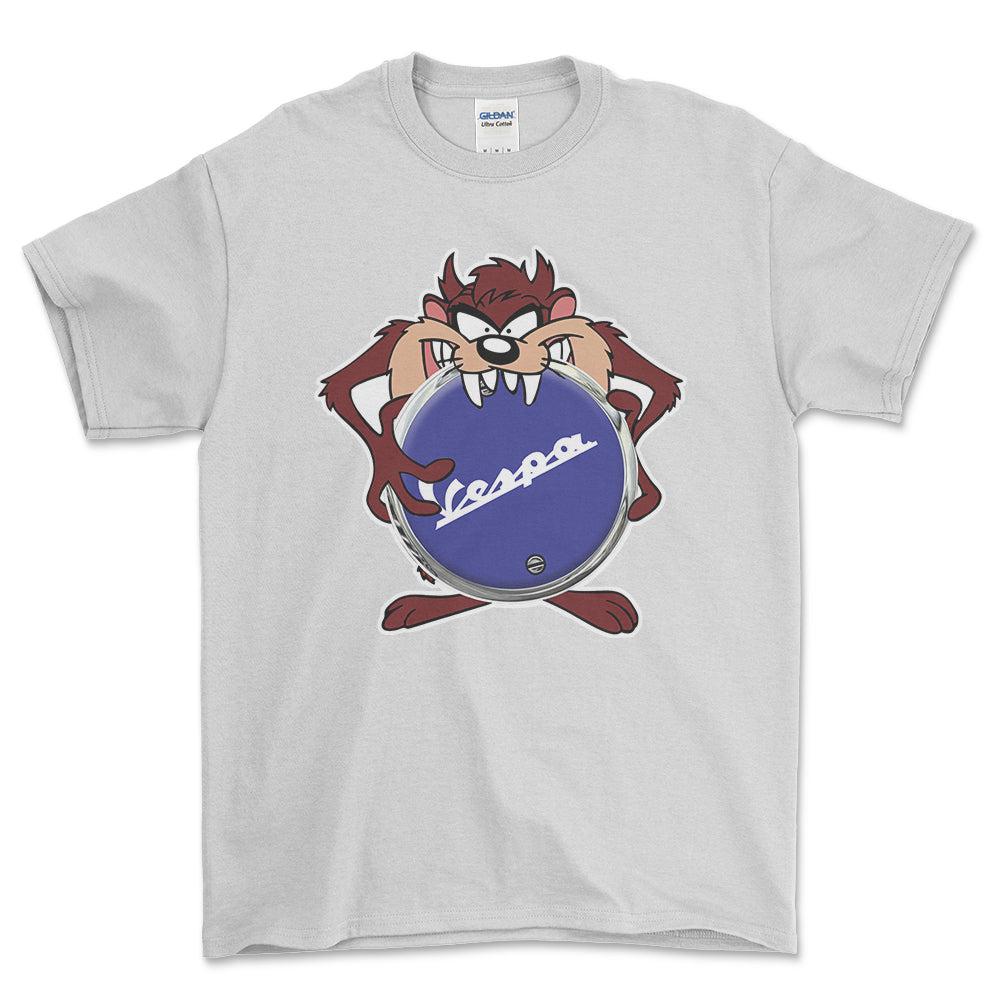 Vespa TAZ Unisex T-Shirt , Bomuld-Beklædning-Vespa-Hvid-S-Forside-Garage Culture Shop- garage - man cave - merchandise