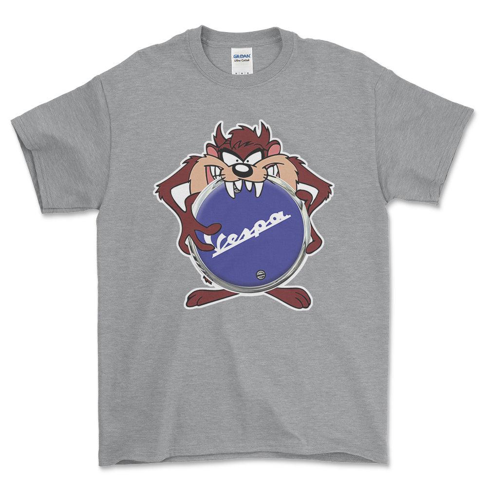 Vespa TAZ Unisex T-Shirt , Bomuld-Beklædning-Vespa-Grå Sport-S-Forside-Garage Culture Shop- garage - man cave - merchandise