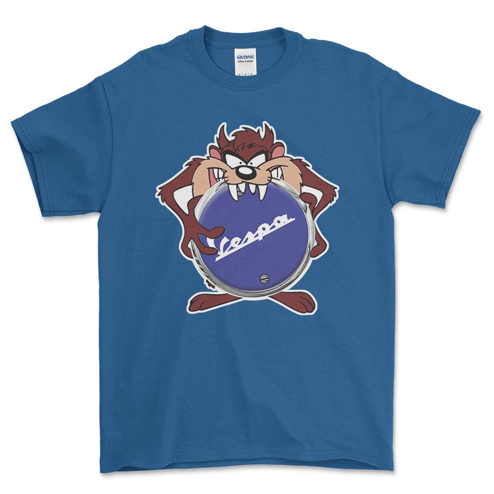 Vespa TAZ Unisex T-Shirt , Bomuld-Beklædning-Vespa-Blå Royal-S-Forside-Garage Culture Shop- garage - man cave - merchandise