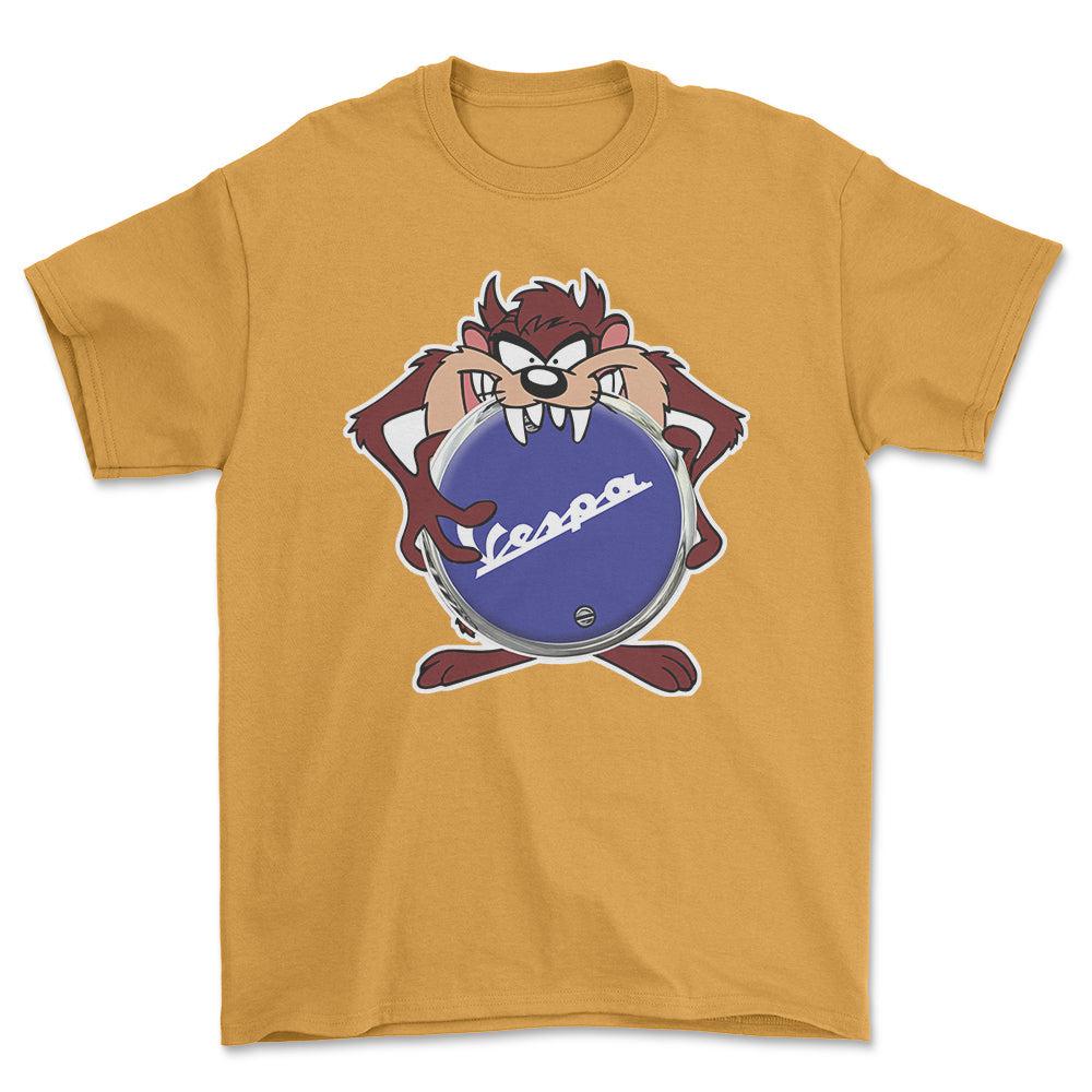 Vespa TAZ Unisex T-Shirt , Bomuld-Beklædning-Vespa-Guld-S-Forside-Garage Culture Shop- garage - man cave - merchandise