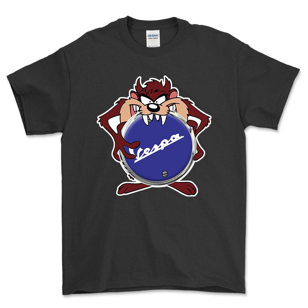 Vespa TAZ Unisex T-Shirt , Bomuld-Beklædning-Vespa-Sort-S-Forside-Garage Culture Shop- garage - man cave - merchandise