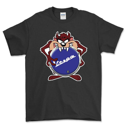 Vespa TAZ Unisex T-Shirt , Bomuld-Beklædning-Vespa-Sort-S-Forside-Garage Culture Shop- garage - man cave - merchandise