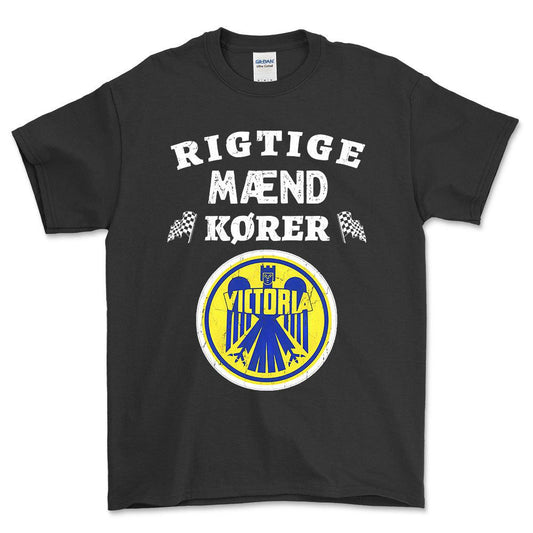 Victoria Rigtige Mænd Kører - Unisex T-Shirt , Bomuld-Beklædning-Victoria-Sort-S-Forside-Garage Culture Shop- garage - man cave - merchandise