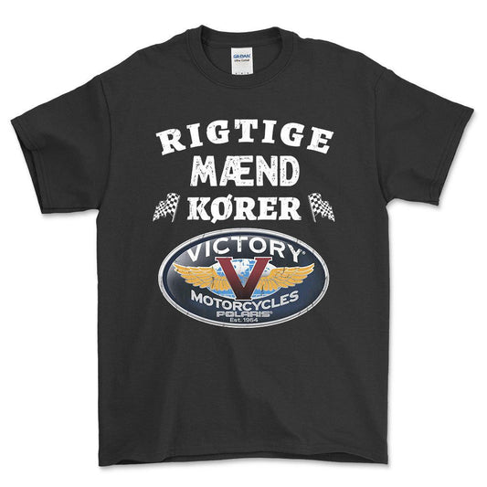 Victory Rigtige Mænd Kører - Unisex T-Shirt , Bomuld-Beklædning-Victory-Sort-S-Forside-Garage Culture Shop- garage - man cave - merchandise