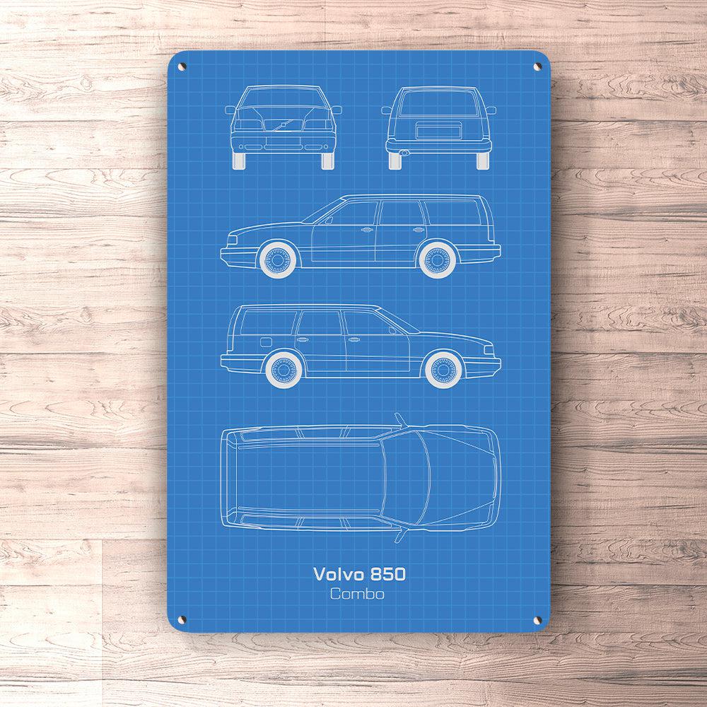 Volvo 840 Combo Blueprint Skilte, Musemåtte, Dækkeserviet, Dørmåtte-Blueprint-Volvo-Garage Culture Shop- garage - man cave - merchandise