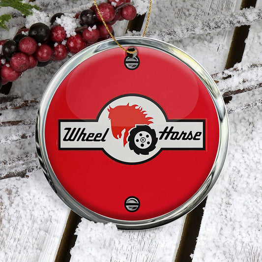 Wheel Horse Keramisk Juleornament-Julekugle-Wheel Horse-Garage Culture Shop- garage - man cave - merchandise