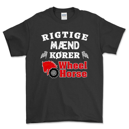 Wheel Horse Rigtige Mænd Kører - Unisex T-Shirt , Bomuld-Beklædning-Wheel Horse-Sort-S-Forside-Garage Culture Shop- garage - man cave - merchandise