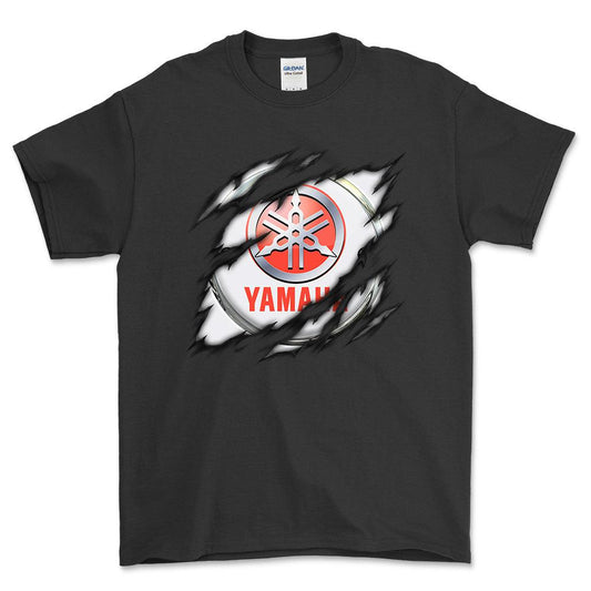 Yamaha Ripped Unisex T-Shirt , Bomuld-Beklædning-Yamaha-Sort-S-Forside-Garage Culture Shop- garage - man cave - merchandise