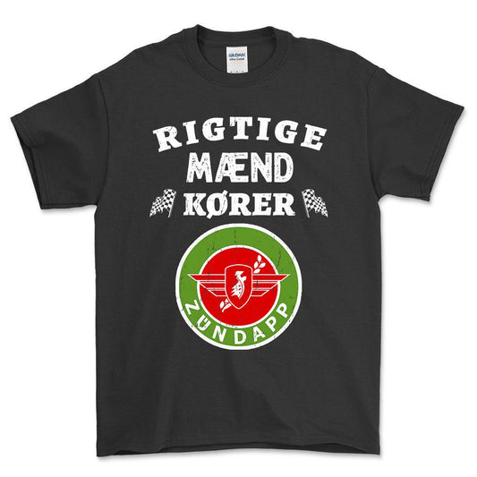 Zundapp Rigtige Mænd Kører - Unisex T-Shirt , Bomuld-Beklædning-Zündapp-Sort-S-Forside-Garage Culture Shop- garage - man cave - merchandise