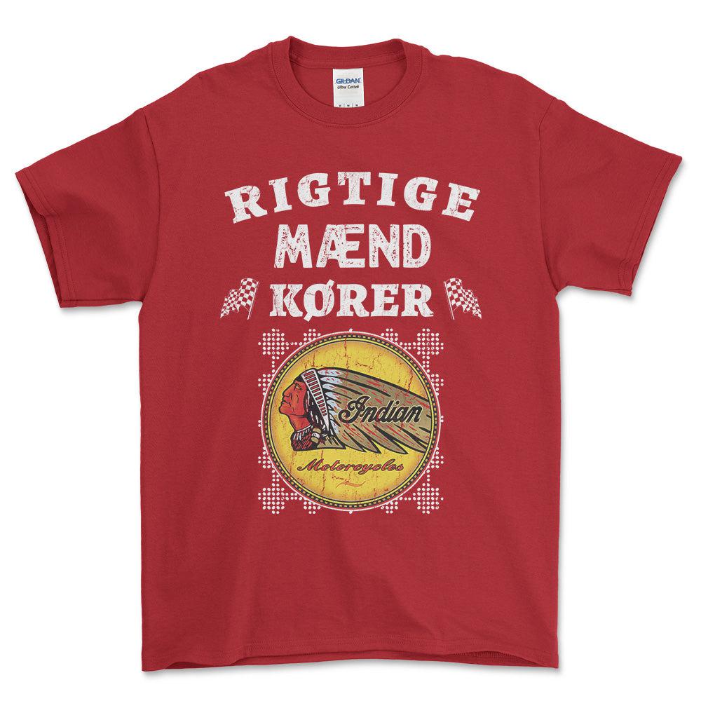 indian Rigtige Mænd Kører - Unisex T-Shirt , Bomuld-Beklædning-Indian-Rød-S-Forside-Garage Culture Shop- garage - man cave - merchandise