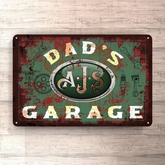 Ajs Dads Garage Vintage Skilte, Musemåtte, Dækkeserviet, Dørmåtte-Skilte-AJS-Garage Culture Shop- garage - man cave - merchandise
