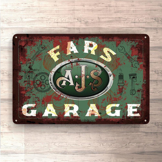 Ajs Fars Garage Vintage Skilte, Musemåtte, Dækkeserviet, Dørmåtte-Skilte-AJS-Garage Culture Shop- garage - man cave - merchandise