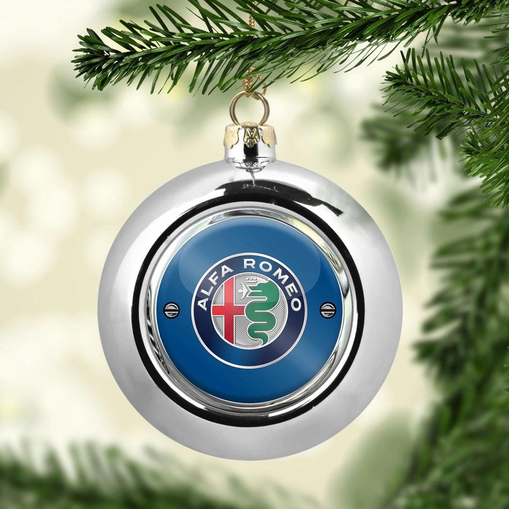 Alfa Romeo Julekugle-Julekugle-Alfa Romeo-Sølv-Garage Culture Shop- garage - man cave - merchandise