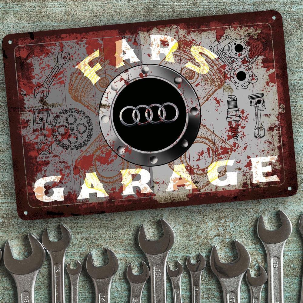 Audi Fars Garage Vintage Skilte, Musemåtte, Dækkeserviet, Dørmåtte-Skilte-Audi-Garage Culture Shop- garage - man cave - merchandise