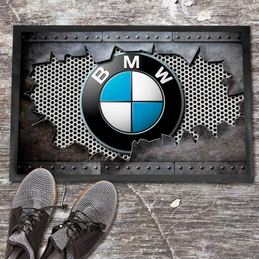 BMW Metal Ripped Dørmåtte-Dørmåtte-BMW-Garage Culture Shop- garage - man cave - merchandise