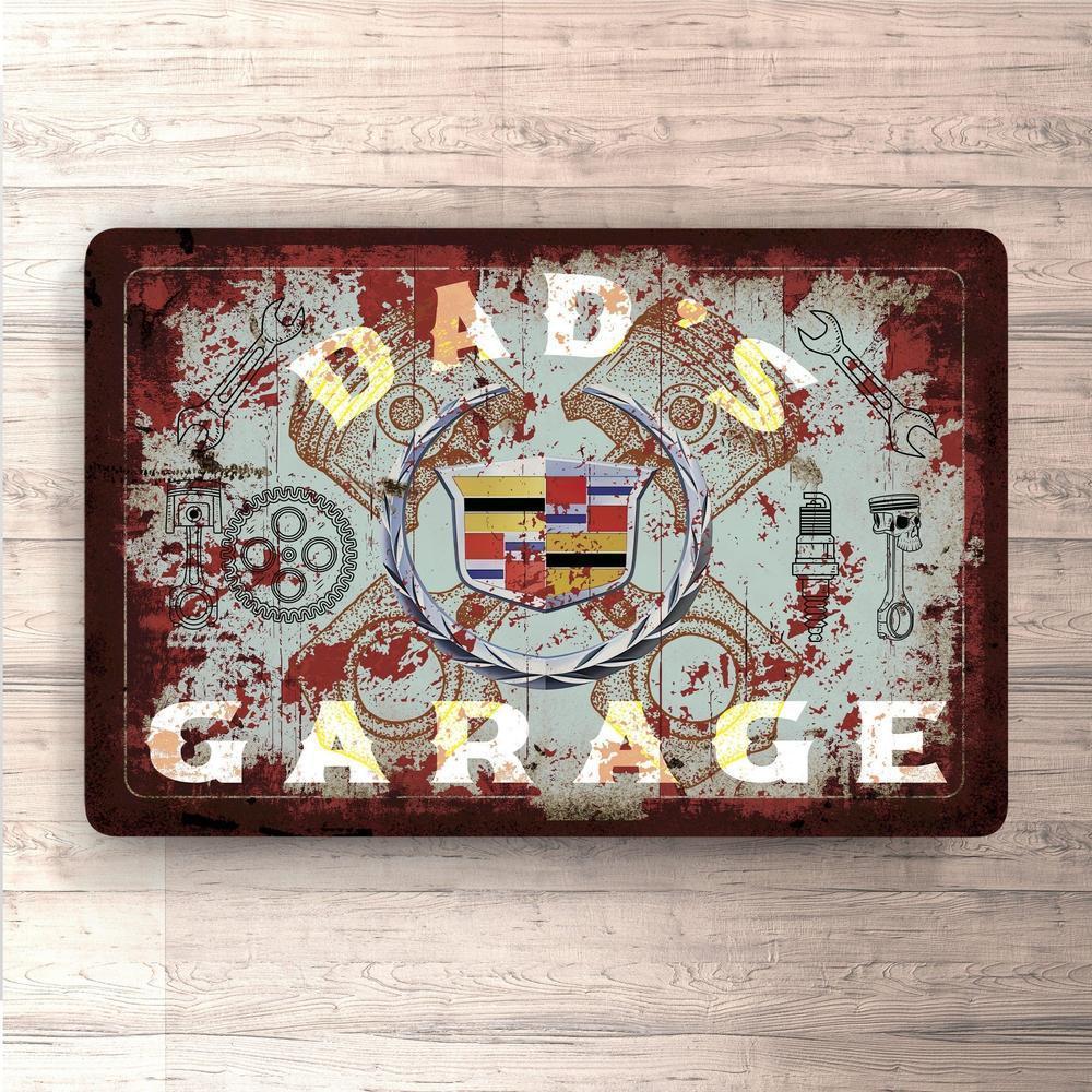Cadillac Dads Garage Vintage Skilte, Musemåtte, Dækkeserviet, Dørmåtte-Skilte-Cadillac-Garage Culture Shop- garage - man cave - merchandise