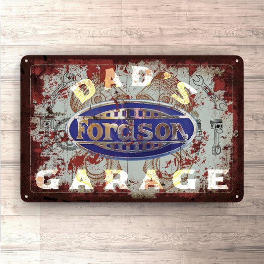 Fordson Dads Garage Vintage Skilte, Musemåtte, Dækkeserviet, Dørmåtte-Skilte-Fordson-Garage Culture Shop- garage - man cave - merchandise