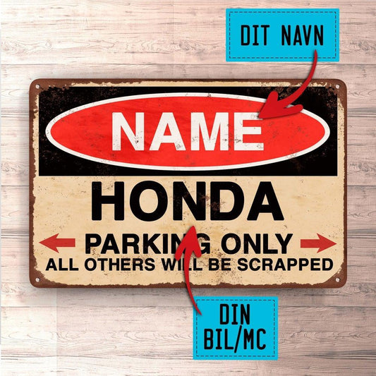 Honda - Parking Only - Skilte, Musemåtte, Dækkeserviet, Dørmåtte-Skilte-Honda-Garage Culture Shop- garage - man cave - merchandise