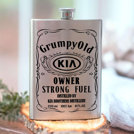 Kia Grumpy Old Owner Strong Fuel Lommelærke-Lommelærke-KIA-Garage Culture Shop- garage - man cave - merchandise