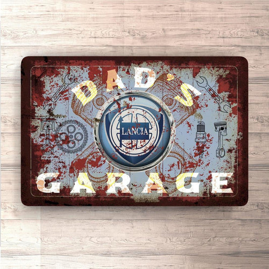 Lancia Dads Garage Vintage Skilte, Musemåtte, Dækkeserviet, Dørmåtte-Skilte-Lancia-Garage Culture Shop- garage - man cave - merchandise