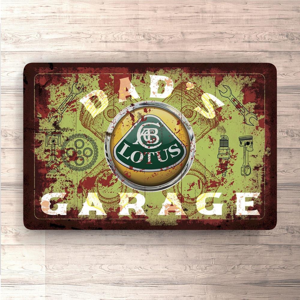 Lotus Dads Garage Vintage Skilte, Musemåtte, Dækkeserviet, Dørmåtte-Skilte-Lotus-Garage Culture Shop- garage - man cave - merchandise