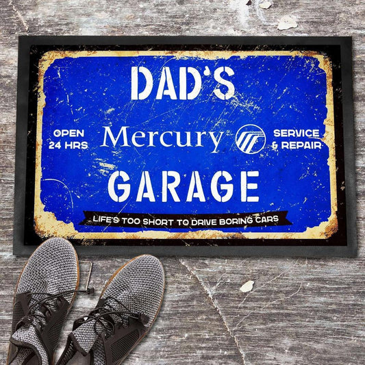 Mercury Dads Garage Dørmåtte-Dørmåtte-Mercury-Garage Culture Shop- garage - man cave - merchandise