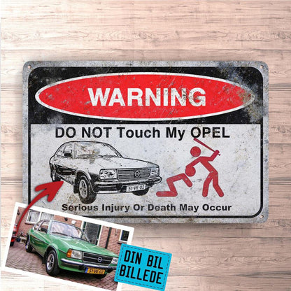 Opel Do Not Touch My Opel Skilte, Musemåtte, Dækkeserviet, Dørmåtte-Skilte-Opel-Garage Culture Shop- garage - man cave - merchandise