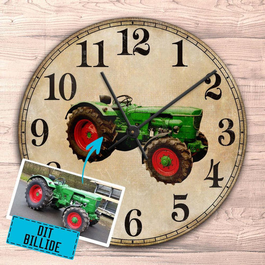 Personlig Til Dig - Dit traktor billede - Vægur Rundt-Clock-Custom-Garage Culture Shop- garage - man cave - merchandise