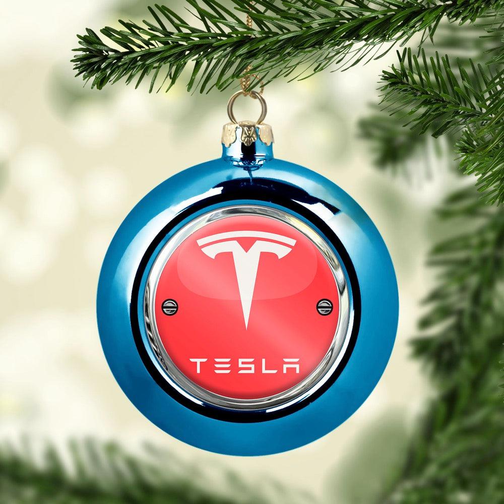 Tesla Julekugle-Julekugle-Tesla-Blå-Garage Culture Shop- garage - man cave - merchandise