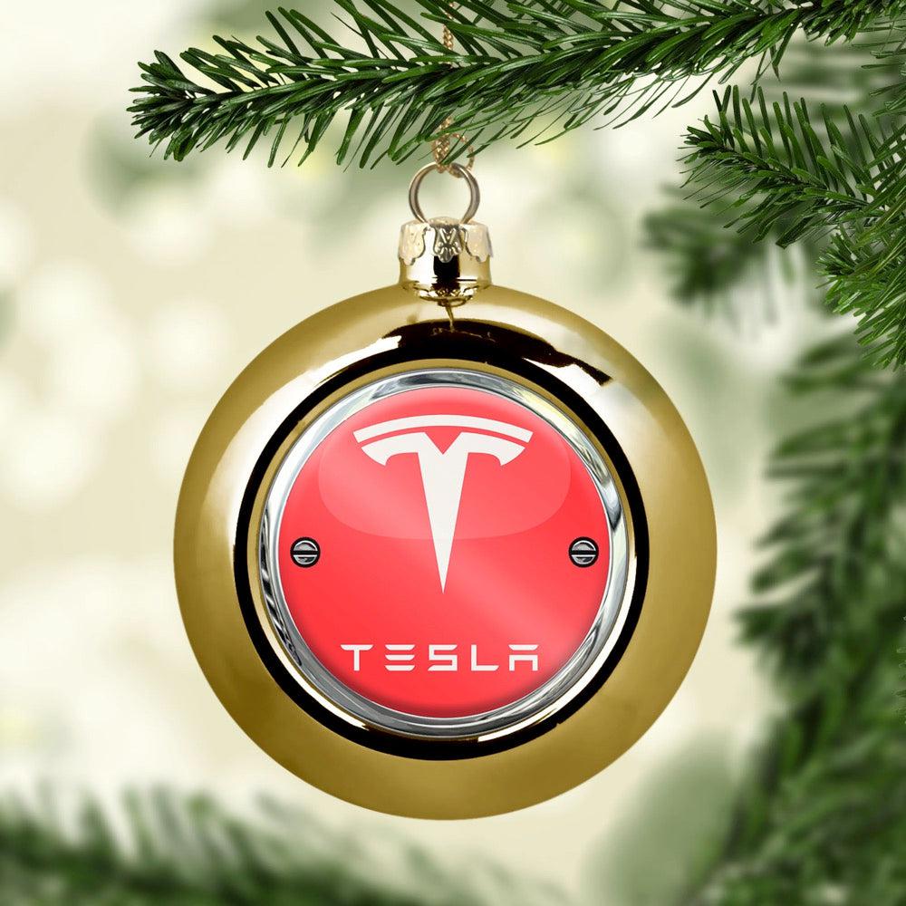 Tesla Julekugle-Julekugle-Tesla-Guld-Garage Culture Shop- garage - man cave - merchandise