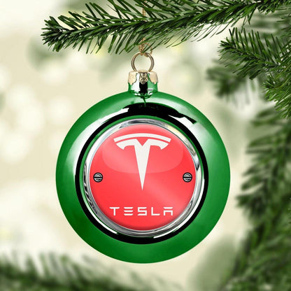 Tesla Julekugle-Julekugle-Tesla-Grøn-Garage Culture Shop- garage - man cave - merchandise