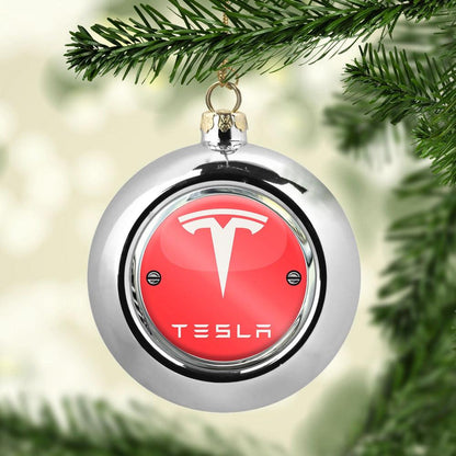 Tesla Julekugle-Julekugle-Tesla-Sølv-Garage Culture Shop- garage - man cave - merchandise