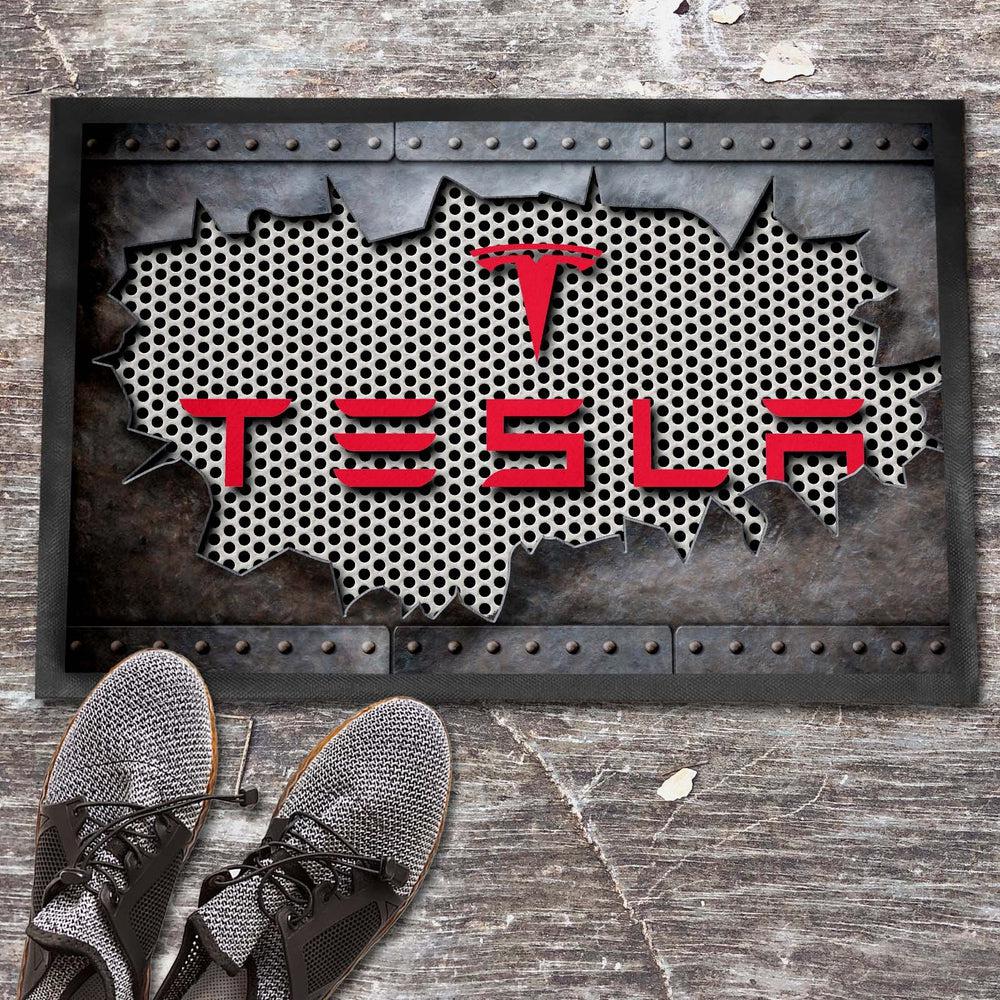 Tesla Metal Ripped Dørmåtte-Dørmåtte-Tesla-Garage Culture Shop- garage - man cave - merchandise